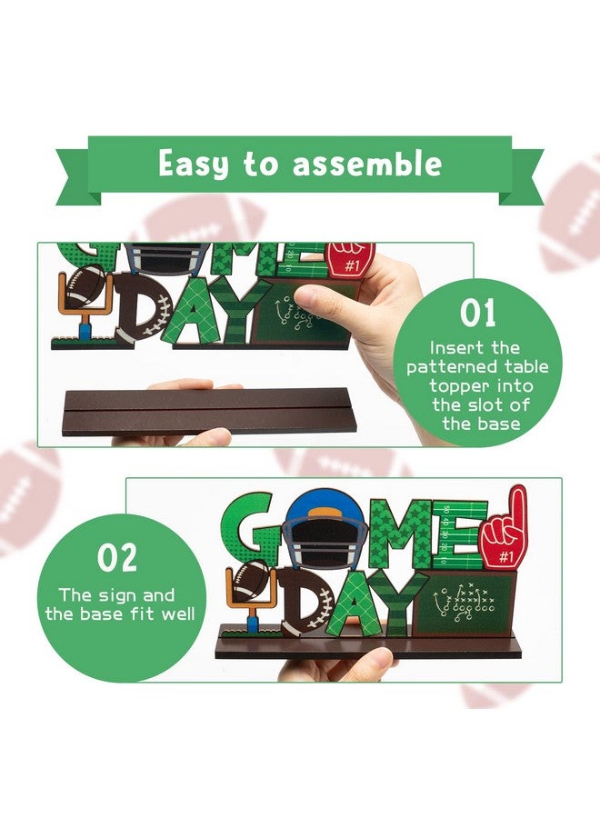 Haooryx 3Pcs Football Wood Table Decoration Centerpiece Signs Football Time Game Day Touchdown Letter Sign Detachable Wooden Table Topper For Football Game Soccer Party Home Decorations Supplies - Image 5