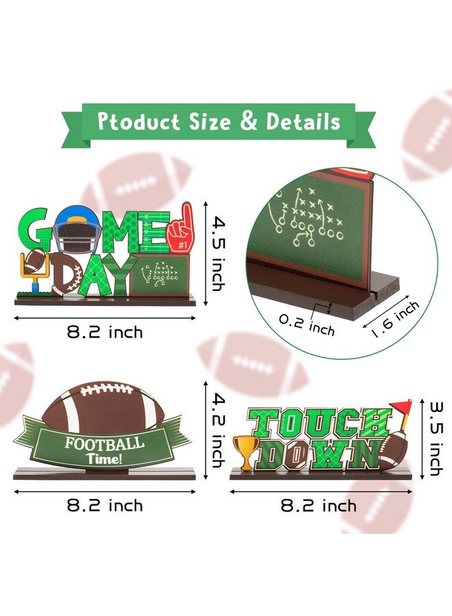 Haooryx 3Pcs Football Wood Table Decoration Centerpiece Signs Football Time Game Day Touchdown Letter Sign Detachable Wooden Table Topper For Football Game Soccer Party Home Decorations Supplies - Image 3