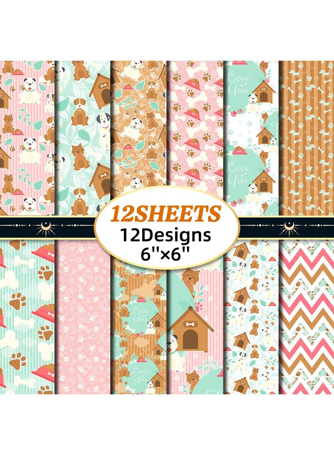 الأزرق جي دبليو بيع 12 قطعة/حزمة من مواد الكلب الكرتون الأمريكي ، قصاصات الورق ، قصاصات الورق ، ورق ، ورق ، خلفية صنع الكومة DIY - Image 2