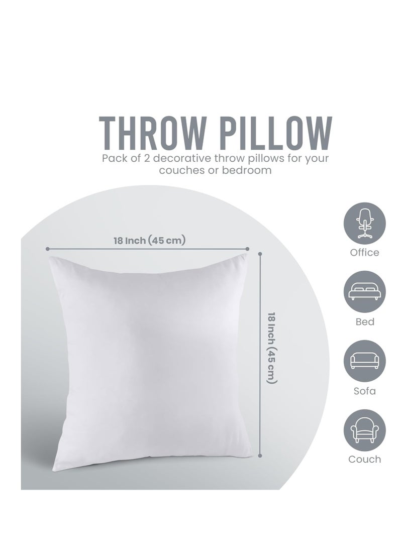 Utopia Bedding Throw Pillows Insert (Pack of 2, White) - 18 x 18 Inches Bed and Couch Pillows - Indoor Decorative Pillows - Image 3