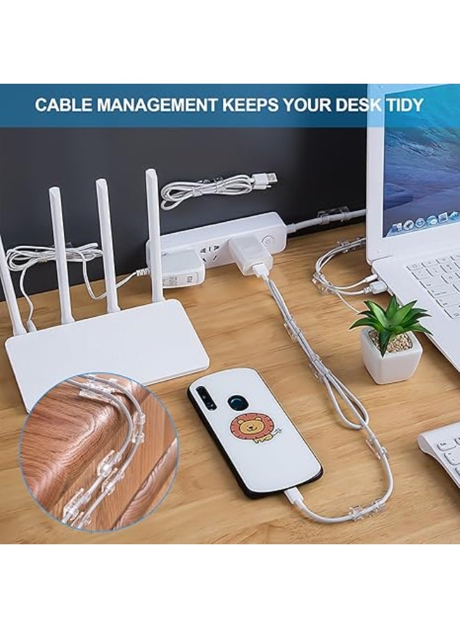 20PCS Adhesive Cable Clips：Cord Management Cable Clips Cord Clips Wire Holders for Cords Cable Holder Clip Cable Management Clips for Home and Office Cable Clips Clear UonBexj - Image 3