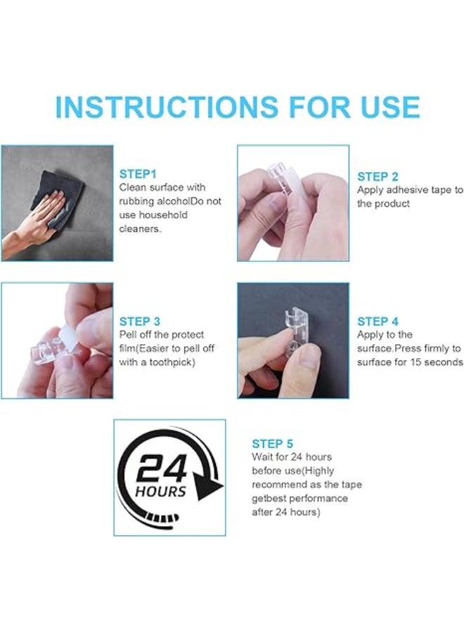 20PCS Adhesive Cable Clips：Cord Management Cable Clips Cord Clips Wire Holders for Cords Cable Holder Clip Cable Management Clips for Home and Office Cable Clips Clear UonBexj - Image 4