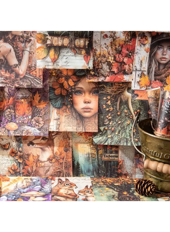 Morimine Letter Paper Vintage Medieval Fantasy Scrapbook Sheets Gothic Princess Mermaids Unicorns Autumn Craft - Image 1