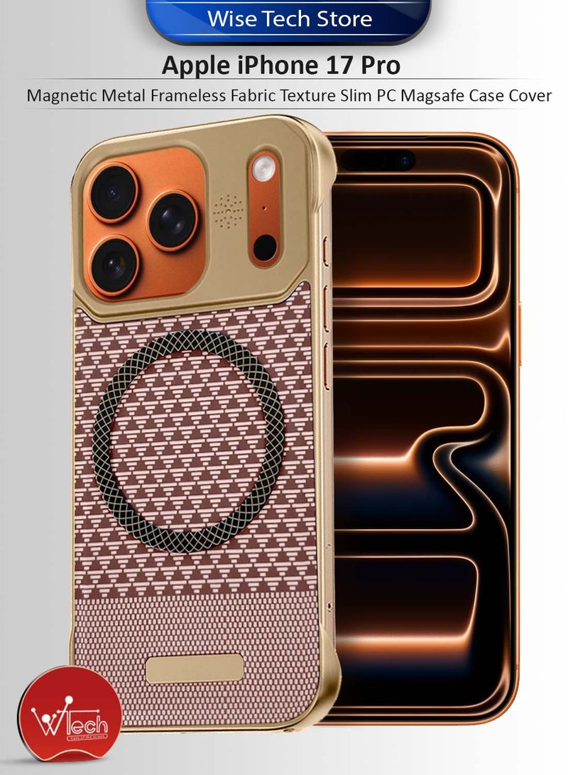 دبليو تيك غطاء حماية لهاتف آيفون 17 برو 5G 2025 بإطار معدني مغناطيسي بلا إطار، بنسيج قماشي رقيق، من البلاستيك المقوى مع ماجسيف (MCCPSN) - وردي/ذهبي - Image 1