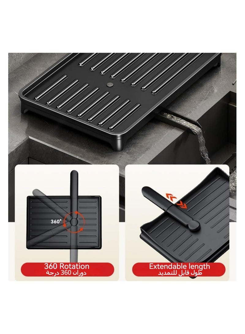 أنمي رف أطباق قابل للطي من 2 طبقة ، سعة تخزين مزدوجة كبيرة (أسود) - Image 5