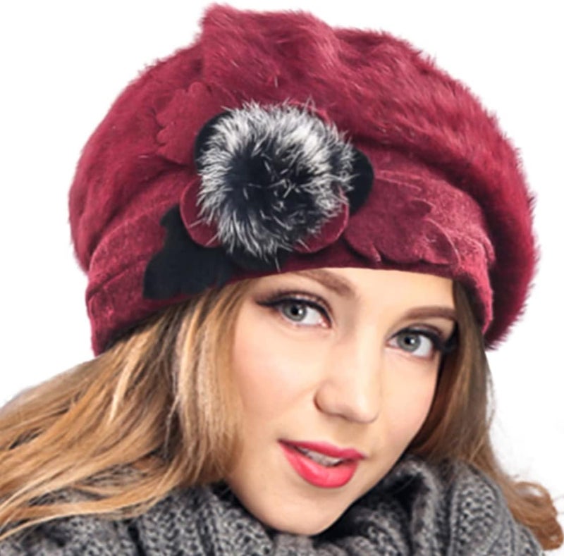 VECRY Women's 100% Wool Bucket Hat Felt Cloche Beret Dress Winter Beanie Hats - Image 1