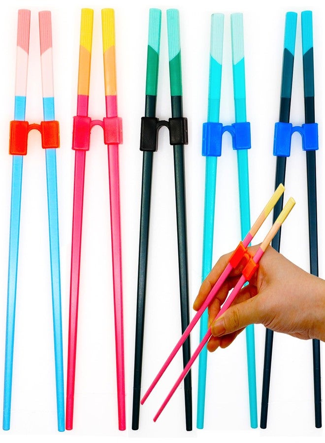 Fejapa 5 Pairs Reusable Chopstick Helpers Training Chop sticks Adult Senior Elderly Practice Chopsticks for Beginners Right Left Handed Chinese Learning Chopstick Dishwasher Safe Chop stick Trainer - Image 1