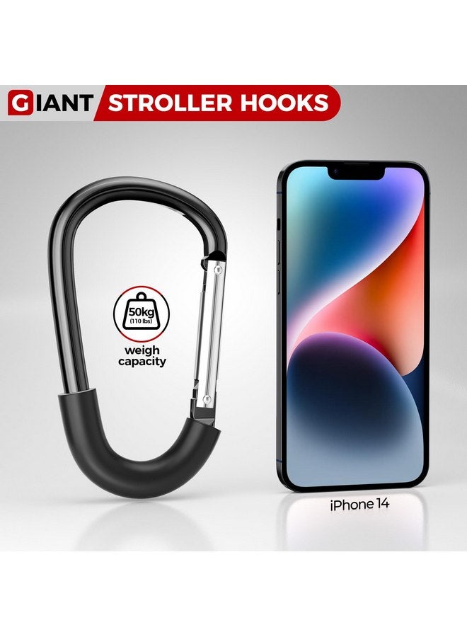 SURDOCA Stroller Hooks, Large Stroller Hooks for Bags, Universal Stroller Clips and Hooks, Mommy Hook for Stroller Heavy Duty, Stroller Accessories for Mom - Image 2