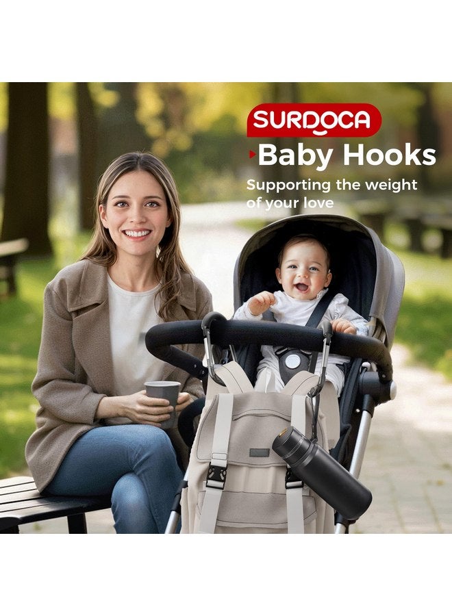 SURDOCA Stroller Hooks, Large Stroller Hooks for Bags, Universal Stroller Clips and Hooks, Mommy Hook for Stroller Heavy Duty, Stroller Accessories for Mom - Image 5