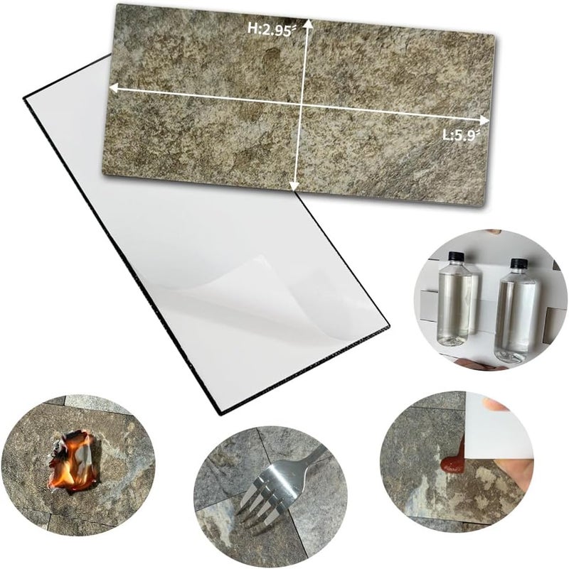 AULIGET 4-Piece Beige & Brown Slate Peel and Stick Backsplash Wall Tiles, 3" x 6" PVC Faux Stone Stick on Tile for Backsplash Kitchen, Bathroom, Laundry Room, Camper, Fireplace - Image 5
