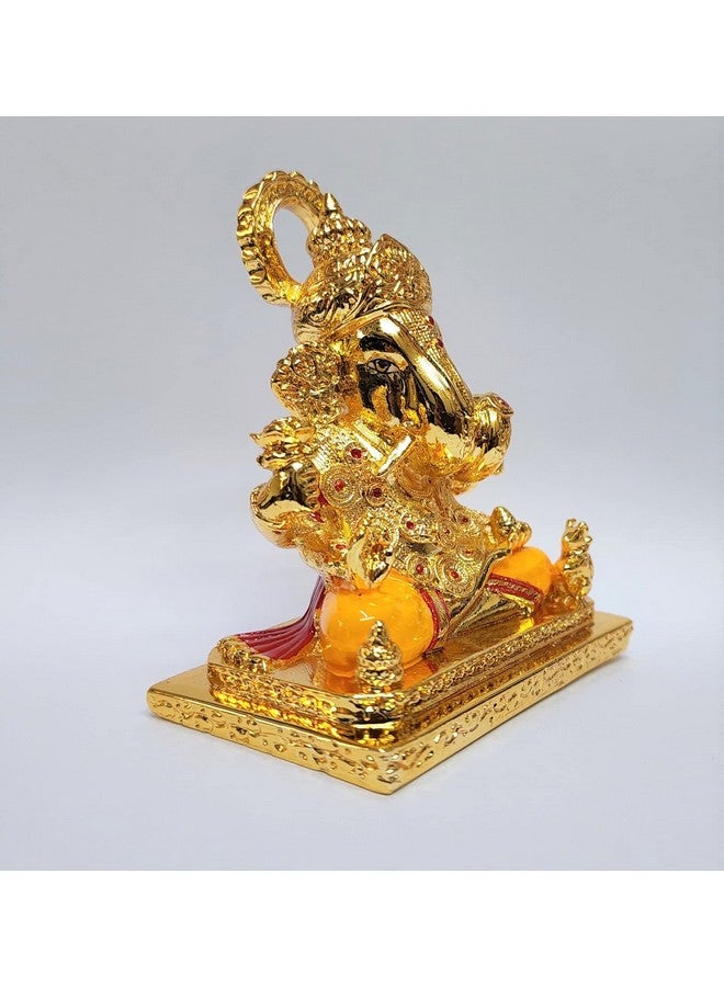 Gold Art India Dagdusheth Ganesh Idols Gold Plated dagdusheth ganpati murti for Car Dashboard, Office Desk & Home Gold Plated Ceramic (Gold) - Image 2