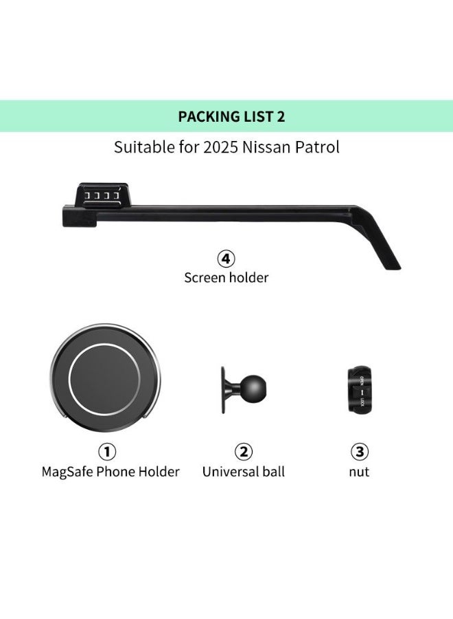 Nissan Patrol 2025 2026 Y63 Phone Holder Mount, Frame + (1* MagSafe Car Holder) for all phones, Nissan Patrol Accessories - Image 2