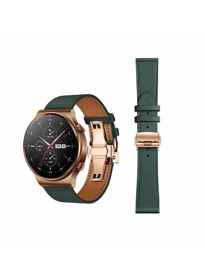 فيسوس 22mm-Genuine Leather Replacement Band For Huawei Watch GT2 Pro Midnight Green