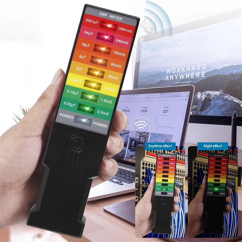 Digital Electrometer, Electromagnetic Radiation Detector Handheld EMF Reader Battery Operated Meter Tester Portable 9 LED Gauss - Image 4