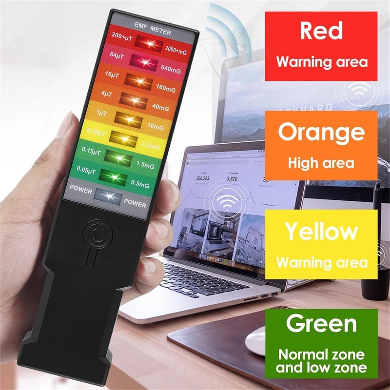 Digital Electrometer, Electromagnetic Radiation Detector Handheld EMF Reader Battery Operated Meter Tester Portable 9 LED Gauss - Image 5