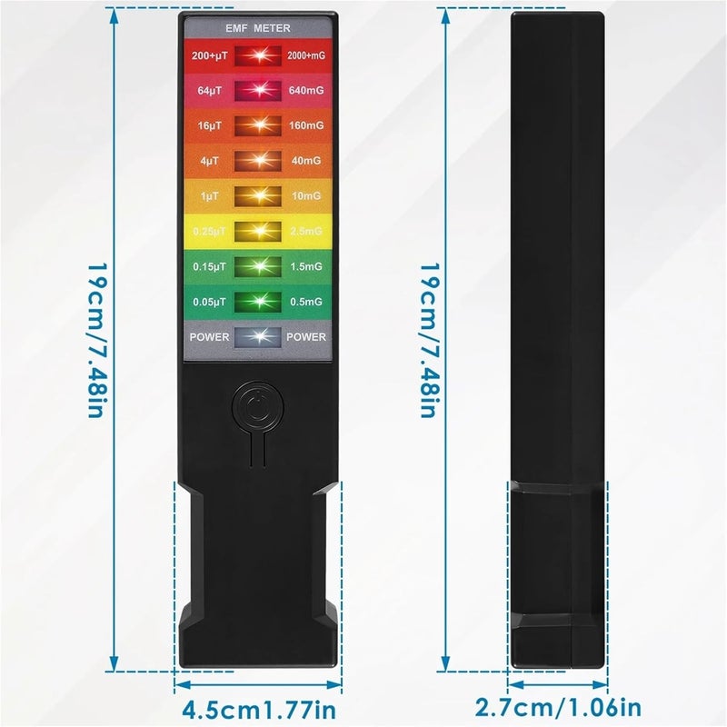Digital Electrometer, Electromagnetic Radiation Detector Handheld EMF Reader Battery Operated Meter Tester Portable 9 LED Gauss - Image 3