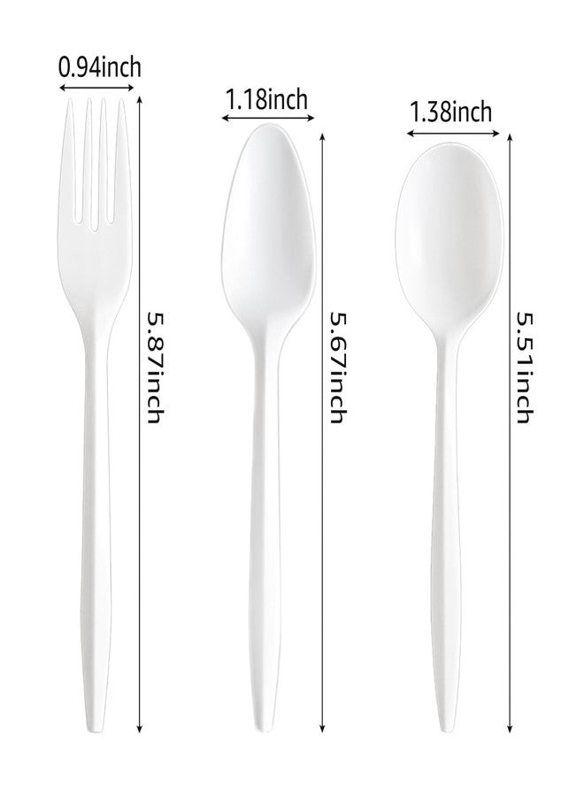 biocean 1000PCS Disposable Plastic Teaspoons Bulk Spoons White Silverware Reusable Heavy Duty Disposable Cutlery Plastic Utensils Flatware for Home Restaurant Party Picnic Camping Travel (Teaspoon-1000pcs) - Image 4