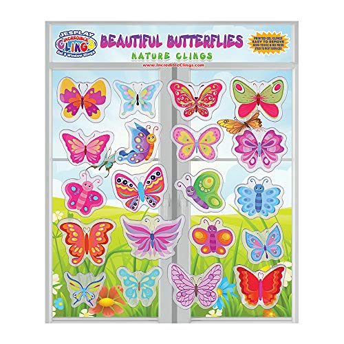 Incredible Clings Incredible Clings Beautiful Butterflies Thick Gel Clings Ã¢â‚¬â€œ Reusable Window Clings for Kids, Toddlers and Adults  - Image 1