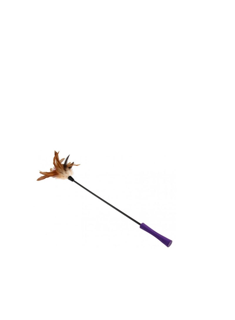 Feather Teaser with Natural Plush Tail and TPR Handle (Purple)