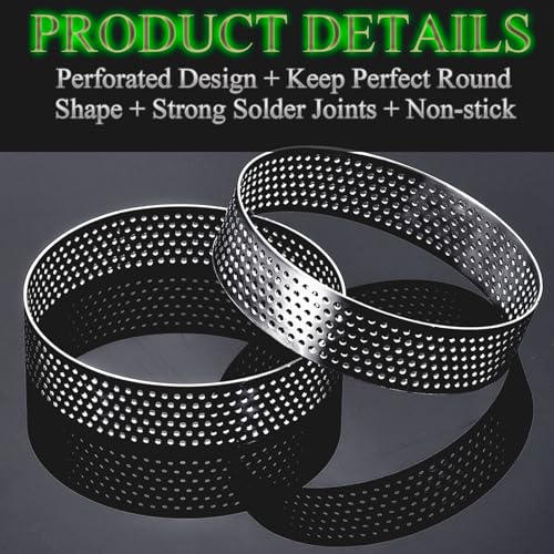 DATANYA 12Pack Tart Rings 3.15 Inch Perforated Tart Ring Stainless Steel, Round Mousse Cake Ring Metal Pastry Mold for Baking Cooking Pastries, small fruit tartet crust 8cm - Image 4