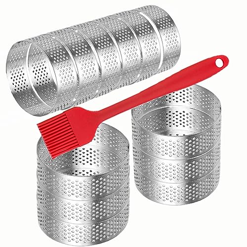 DATANYA 12Pack Tart Rings 3.15 Inch Perforated Tart Ring Stainless Steel, Round Mousse Cake Ring Metal Pastry Mold for Baking Cooking Pastries, small fruit tartet crust 8cm - Image 1