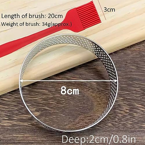 DATANYA 12Pack Tart Rings 3.15 Inch Perforated Tart Ring Stainless Steel, Round Mousse Cake Ring Metal Pastry Mold for Baking Cooking Pastries, small fruit tartet crust 8cm - Image 2