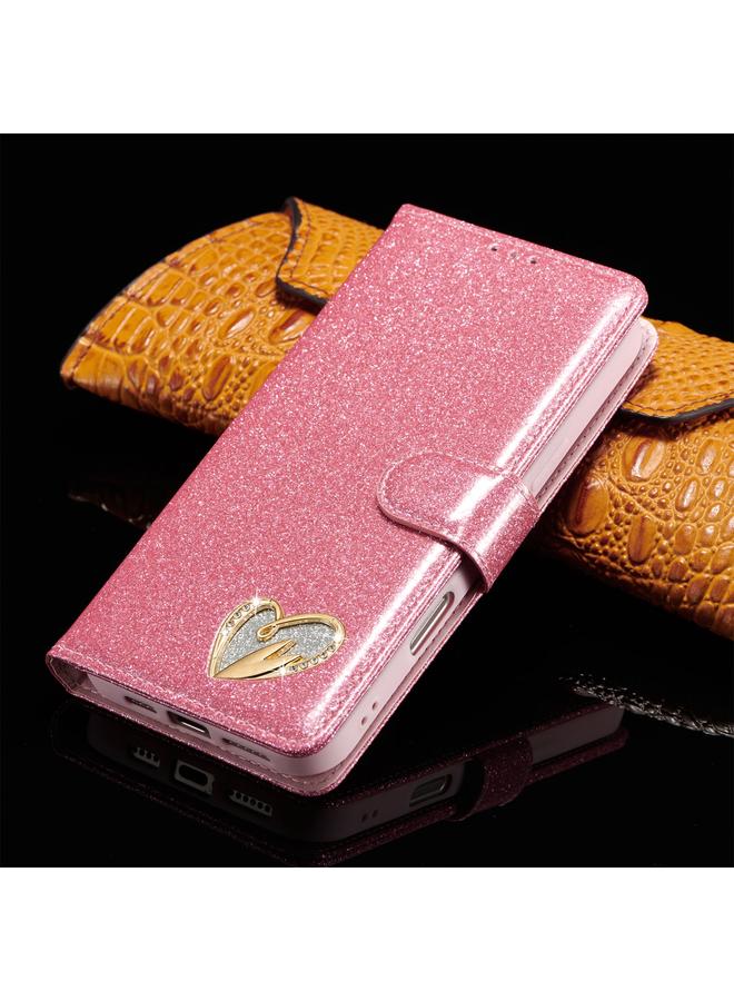 S-TOP Case For iPhone 16 Pro Glitter Powder Love Leather Phone Case - Image 2
