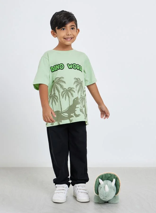 Styli Styli Boys Dino Graphic Print T-Shirt