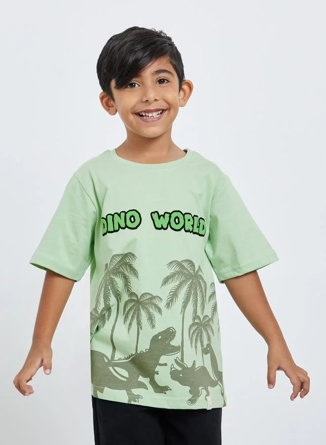 Styli Styli Boys Dino Graphic Print T-Shirt