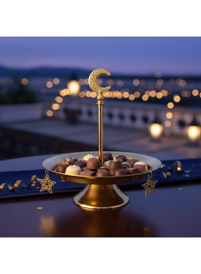 Ramadan Serving Tray with Crescent Handle & Hanging Stars - For Sweets & Dates - Image 4