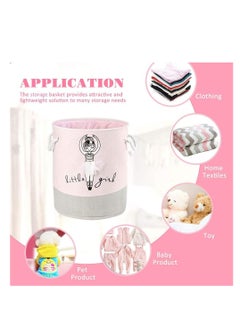Cool Baby Style COOLBABY Storage Box Cotton Foldable Pink Storage Basket Girls Laundry Basket Toy Box Laundry Basket  - Image 2