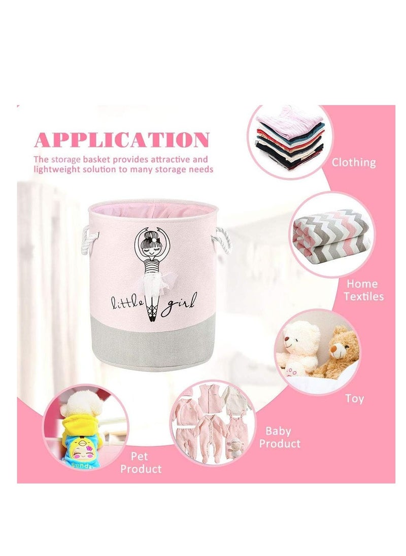 Cool Baby Style COOLBABY Storage Box Cotton Foldable Pink Storage Basket Girls Laundry Basket Toy Box Laundry Basket  - Image 2