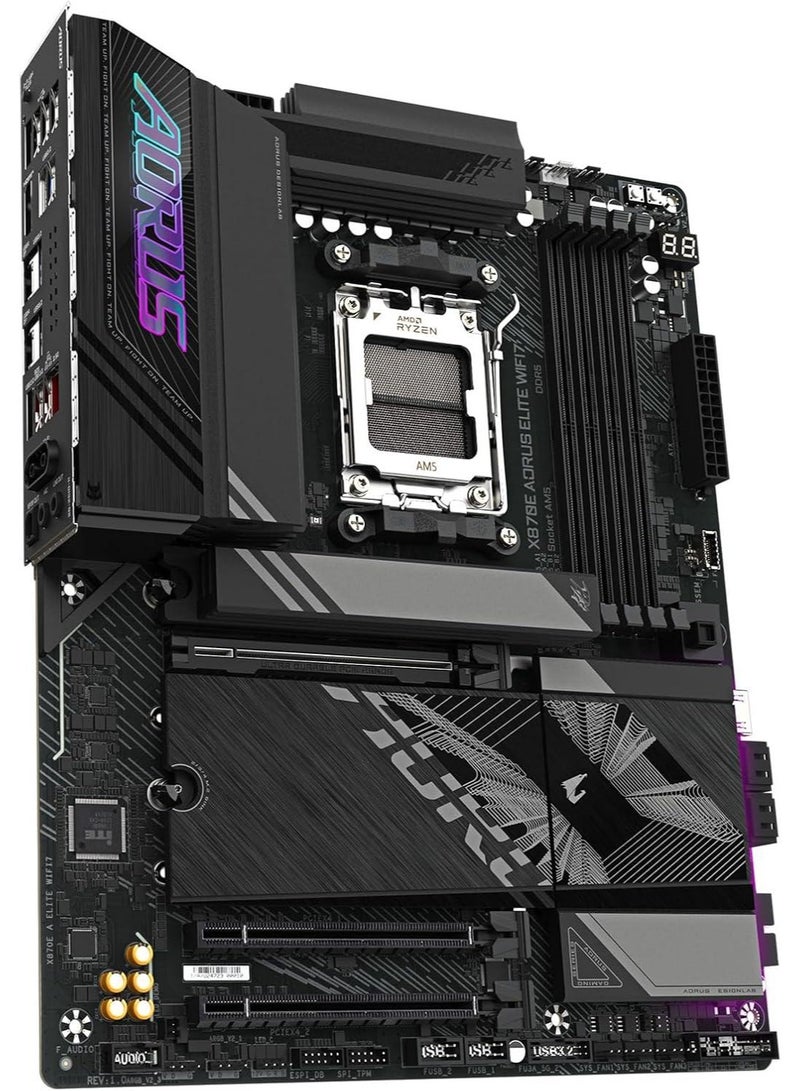اورس لوحة أم X870E AORUS Elite WIFI7 AMD AM5 LGA 1718، ATX، DDR5، 4X M.2، PCIe 5.0، USB4، WIFI7، 2.5GbE LAN، EZ-Latch، ضمان 5 سنوات - Image 5