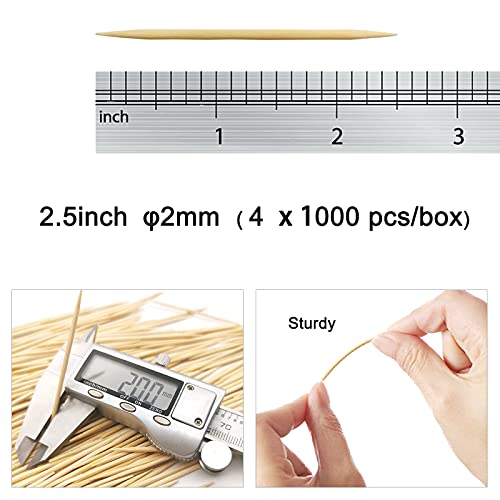 BLUETOP BLUE TOP Wood Bamboo Individually Cello Wrapped Toothpicks 2.5 Inch Pack 4000,Appetizer Picks Food Pick for Appetizers,Cocktails,Fruits,Olive,BBQ Picks. - Image 4