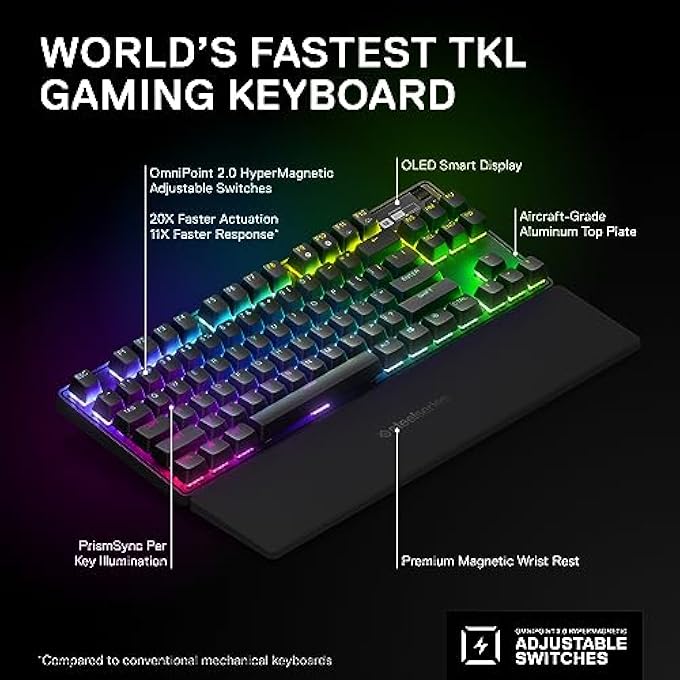 rayihni APEX PRO TKL HYPERMAGNETIC GAMING KEYBOARD - WORLD'S FASTEST KEYBOARD - ADJUSTABLE ACTUATION - ESPORTS TENKEYLESS - OLED SCREEN - PBT KEYCAPS - USB-C - 2023 EDITION - GERMAN QWERTZ LAYOUT - Image 3