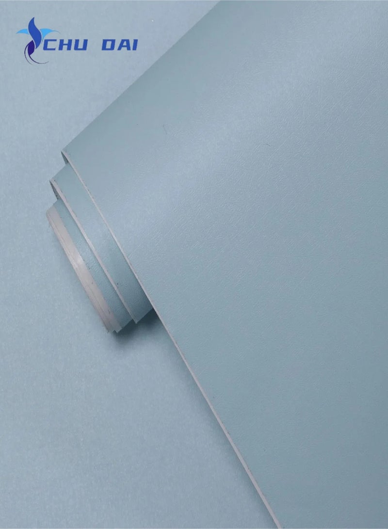 تشو داي ورق حائط لاصق قابل للإزالة، مقاس 100×60 سم، مقاوم للماء، ذاتي اللصق، مزخرف، لتغطية سطح الطاولة والخزانة، فيلم فينيل (رمادي أزرق) - Image 1