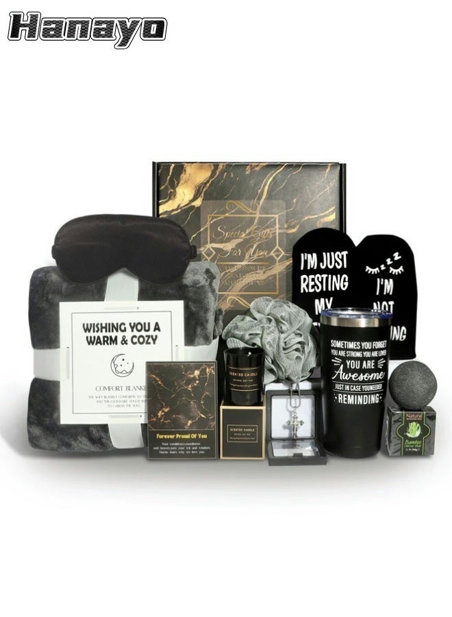 Hanayo Gift Set Gifts for Men Happy Birthday Gifts Basket for Male 12 PCS Spa Gift Set Spa Gift Basket Set with Gift Box Relaxation Bath Gift Set for Best Friend(Black) - Image 1