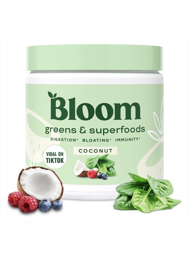 Bloom Nutrition Super Greens Powder Smoothie & Juice Mix - Probiotics for Digestive Health & Bloating Relief for Women, Digestive Enzymes with Superfoods Spirulina & Chlorella for Gut Health (Coconut) - Image 1