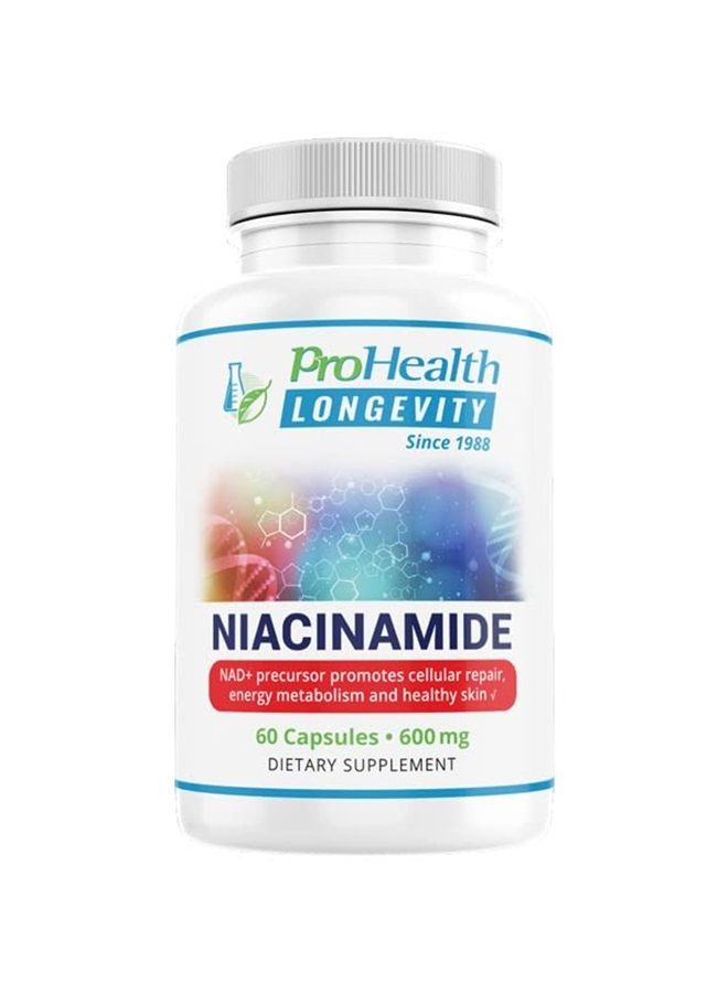 ProHealth نياسيناميد - معزز NAD (600 مجم، 60 كبسولة) طول العمر | فيتامين ب3 خالٍ من الاحمرار - Image 1