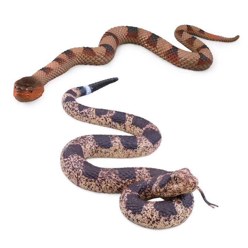 SIENON 2Pcs Realistic Fake Snakes Toys Figures Soft Rubber Lifelike Garden Poisonous Scare Birds and Squirrels Viper Rattlesnake Stress Relief Gag Toys Halloween Prank Props - Image 3