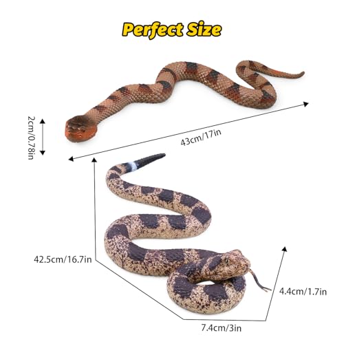SIENON 2Pcs Realistic Fake Snakes Toys Figures Soft Rubber Lifelike Garden Poisonous Scare Birds and Squirrels Viper Rattlesnake Stress Relief Gag Toys Halloween Prank Props - Image 5