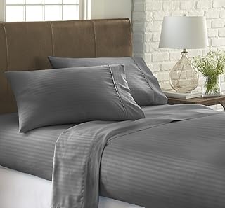 ienjoy Home ienjoy Home Embossed 4 Piece Sheet Set, Queen, Stripe Gray  - Image 1