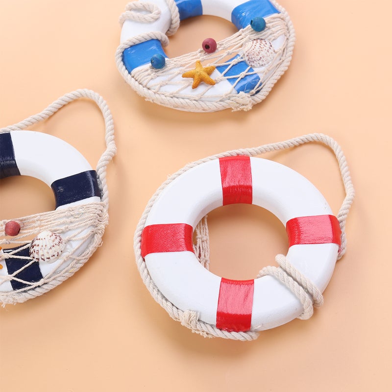 3pcs Mediterranean Style Buoy Shape Door And Wall Hanging Ornaments Decoration Arts And Crafts Home Store Hotel Pendant Decorations (Red, Light , Dark ) - Image 4