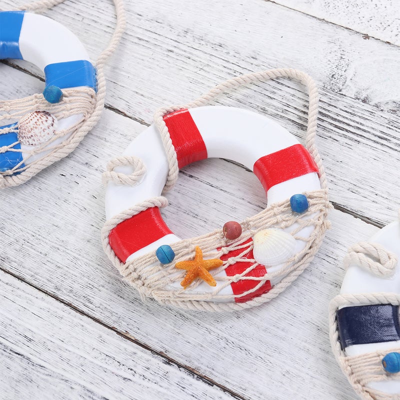3pcs Mediterranean Style Buoy Shape Door And Wall Hanging Ornaments Decoration Arts And Crafts Home Store Hotel Pendant Decorations (Red, Light , Dark ) - Image 2