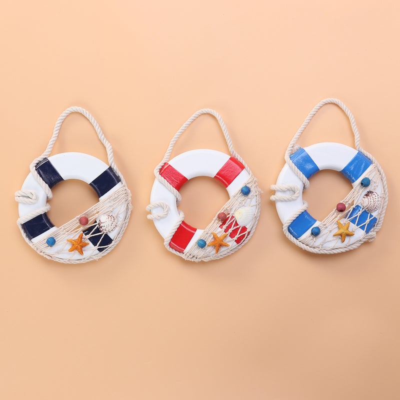 3pcs Mediterranean Style Buoy Shape Door And Wall Hanging Ornaments Decoration Arts And Crafts Home Store Hotel Pendant Decorations (Red, Light , Dark ) - Image 3