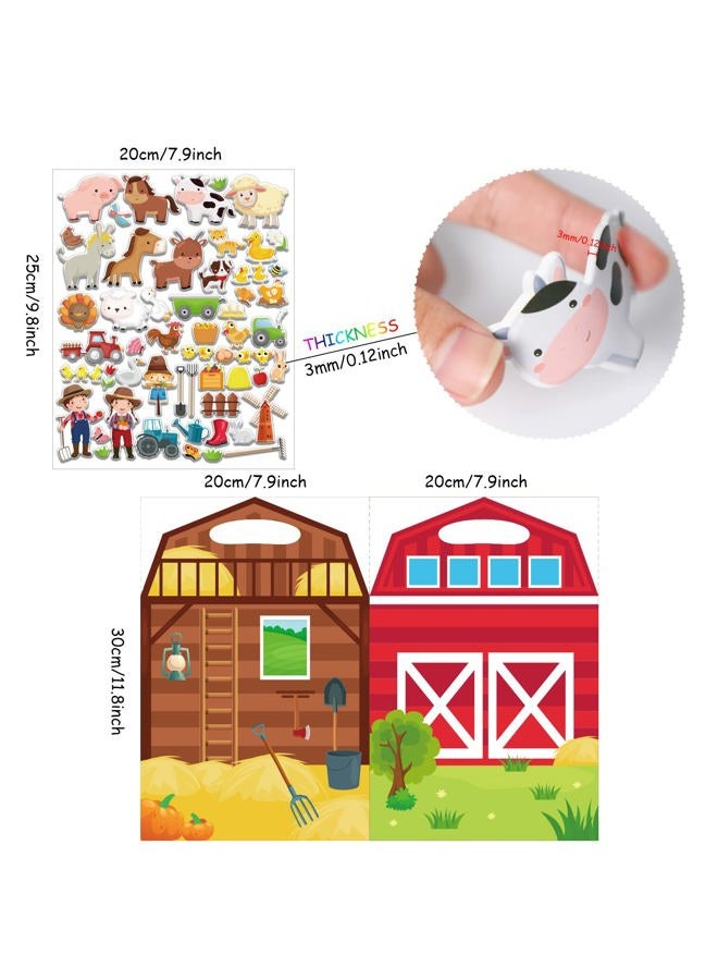 Tevxj 3D Farm Animals Puffy Sticker Book for Kids Window Thick Gel Clings Decals Stickers 100 Pcs Removable and Reusable Toys Gifts for Toddlers Home Car Classroom Nursery Farm Party Supplies Decorations - Image 2