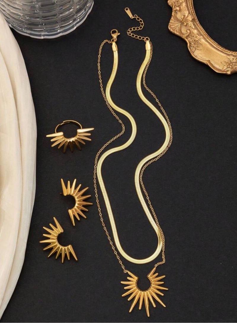 Amazing u0026 Elegant Gold Stainless Steel Jewellery Set For Women  - Image 3
