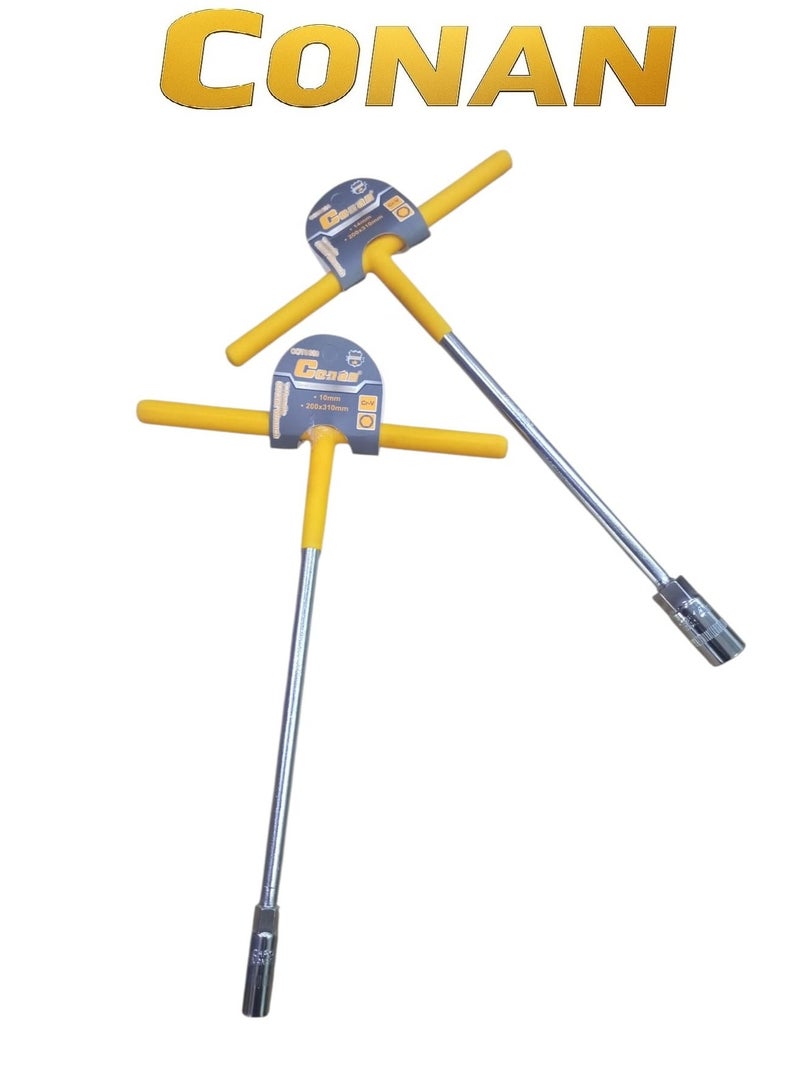 CONAN T-Handle Socket Wrench Set COTS810 / COTS814 – 2 Pieces (10mm & 14mm) – Heavy-Duty Cr-V Steel – 200×310mm – Ergonomic Grip for Professional & Home Use - Image 3