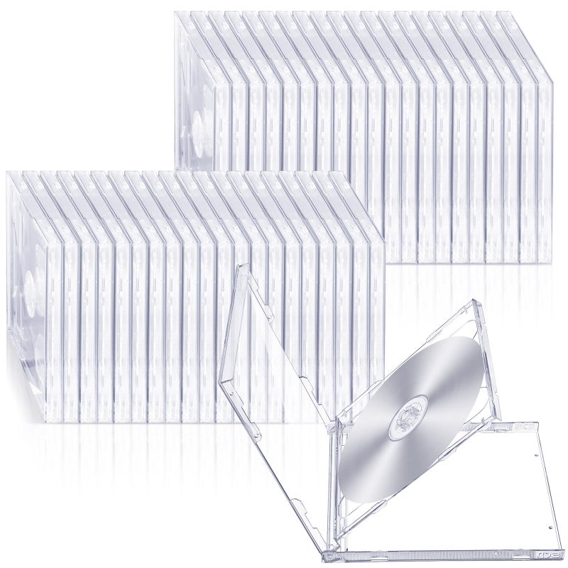 Tellegloww 20 Pack 10.4mm Double Cd Jewel Case Plastic Double 2 Disc Capacity DVD Standard Blank Cd Case Replacement with Two Disc Hubs for Disks Protection(Clear) - Image 1