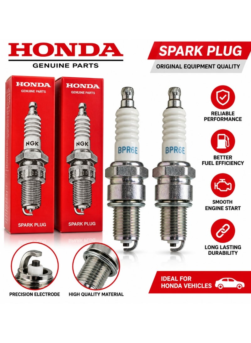 Honda Genuine Spark Plug BPR6E | Original Equipment Quality | Reliable Ignition & Smooth Engine Performance | Long Lasting Durable Spark Plug – Pack of 2 - Image 1